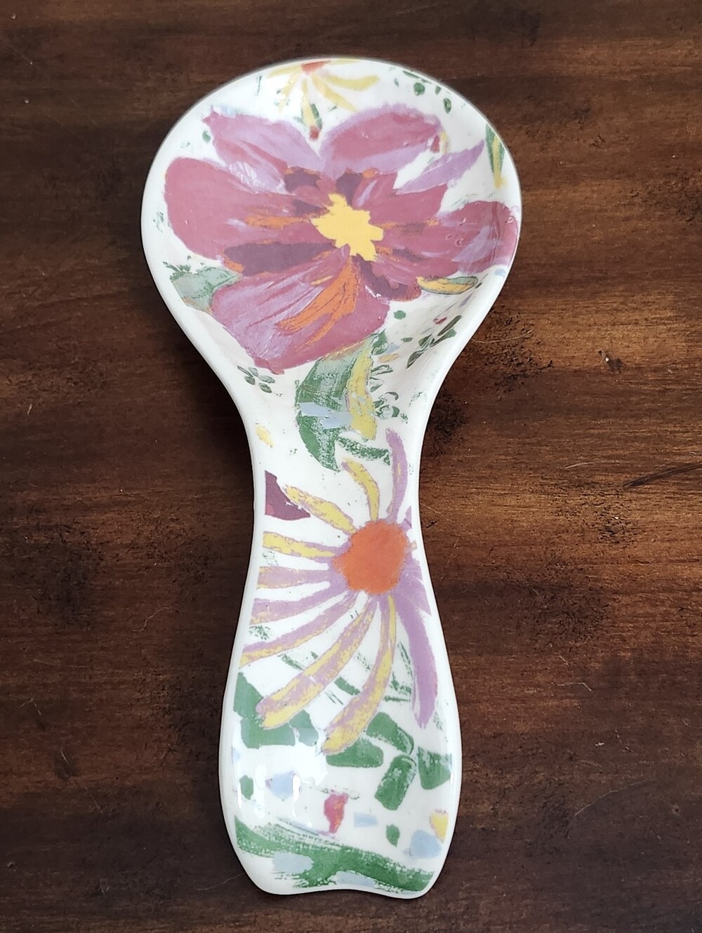 Opal House Floral Spoon Rest Eclectic Oversized 9.5" x 4" Vibrant Colors